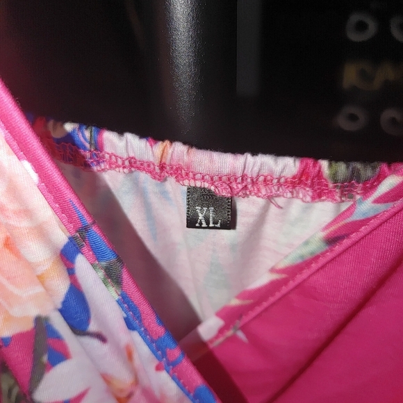 Amazon Floral Pink and Blue Dress With Adjustable Straps, Size XL - Picture 2 of 5